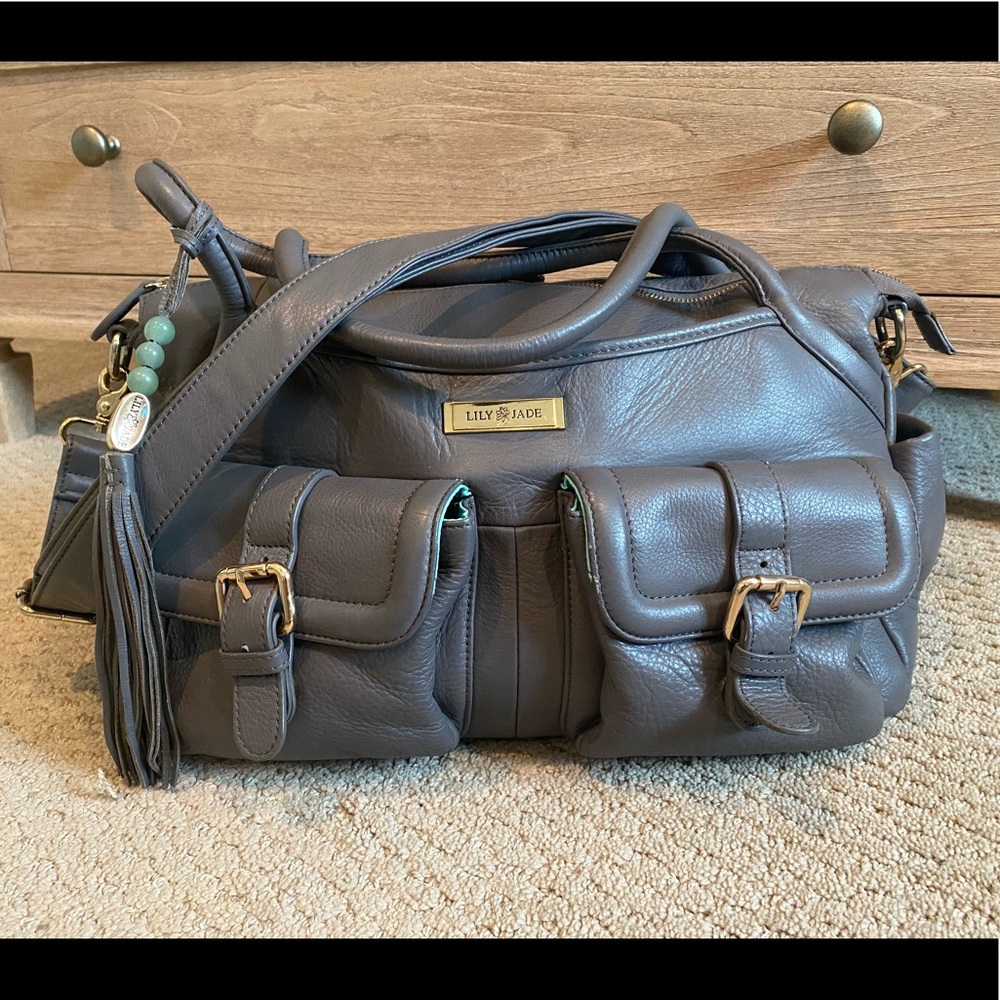 Lily Jade Diaper Bag (Elizabeth) - Gray/Gold